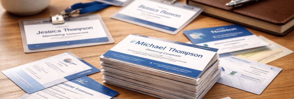 business cards and name tags